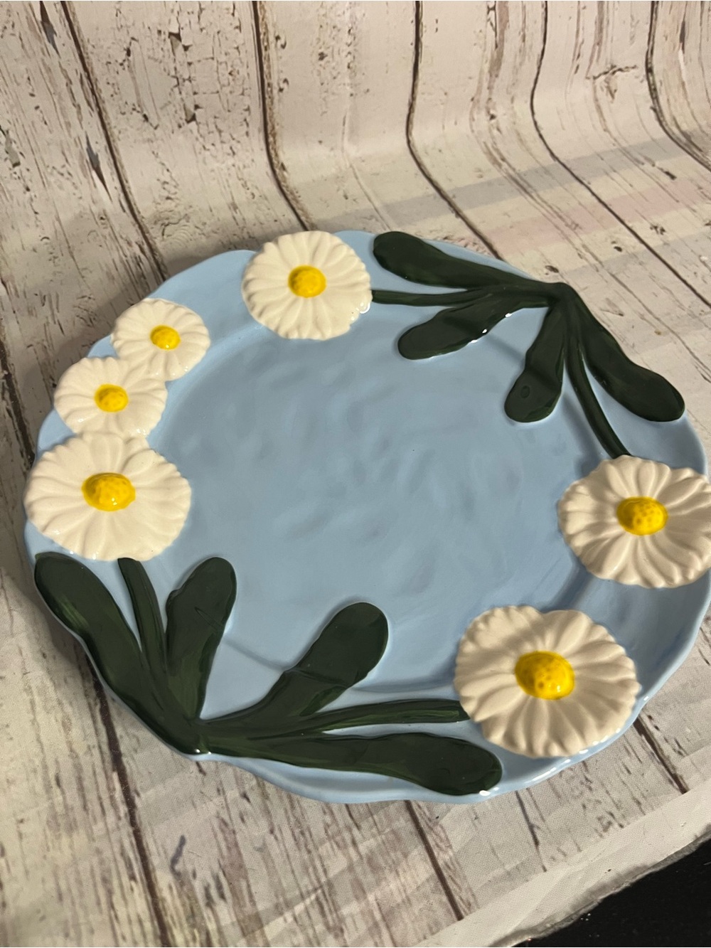 Anthropologie Foster Icon Stoneware Collection Dessert Plate Daisy Lot Of 2